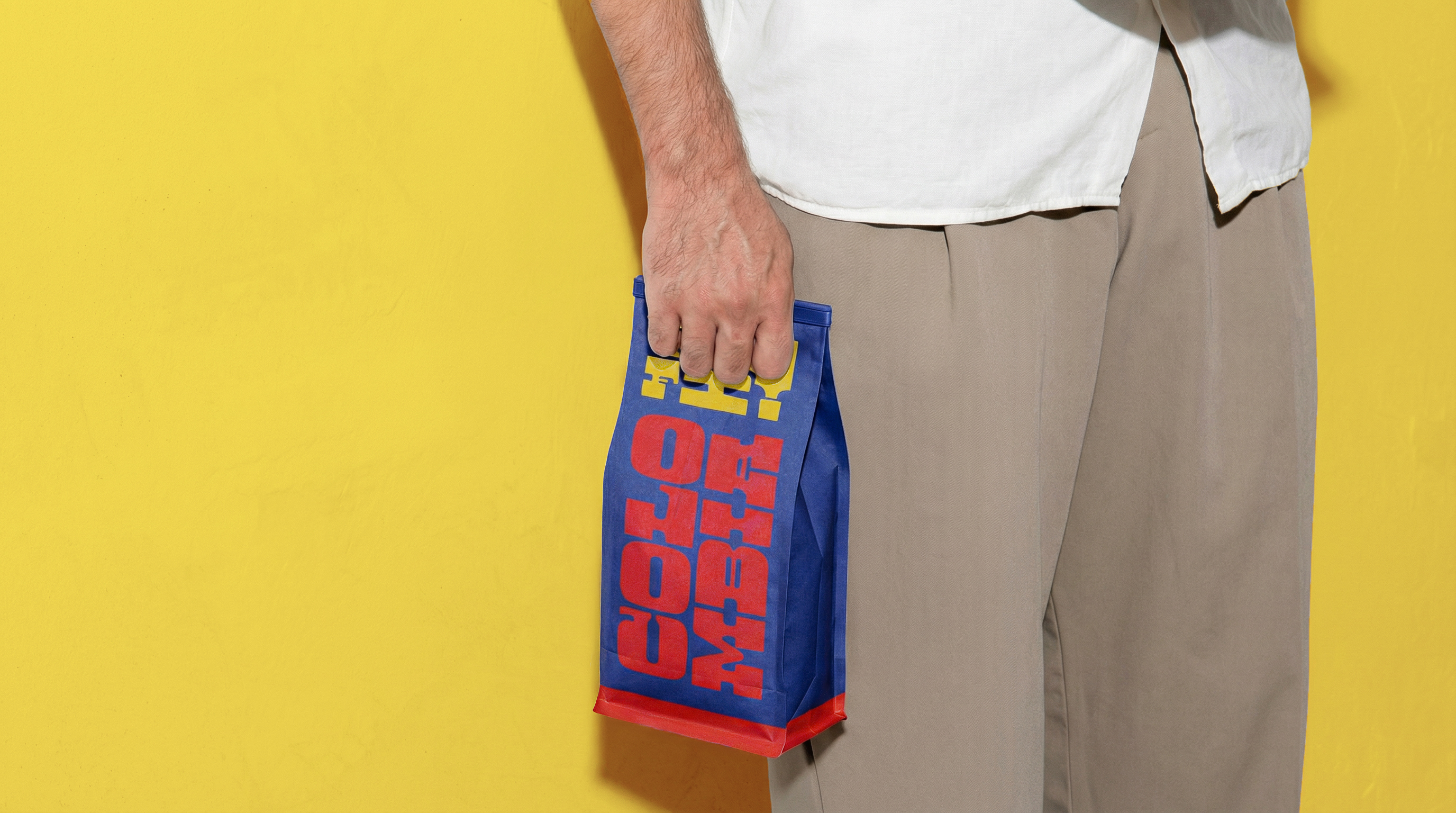 Mockup showing Cofi brand packaging.